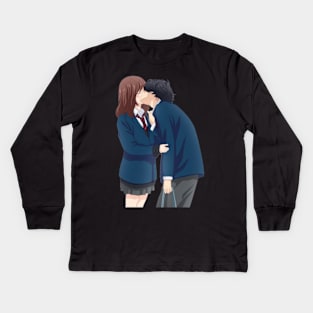 Blue Spring Ride Cute Kou X Futaba Fanart Kids Long Sleeve T-Shirt